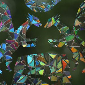 D&D Monster prismatic bird saver window decals.