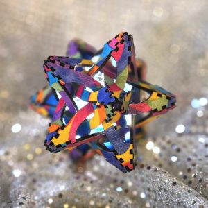 Star Light - rechargeable, 3D wooden star.